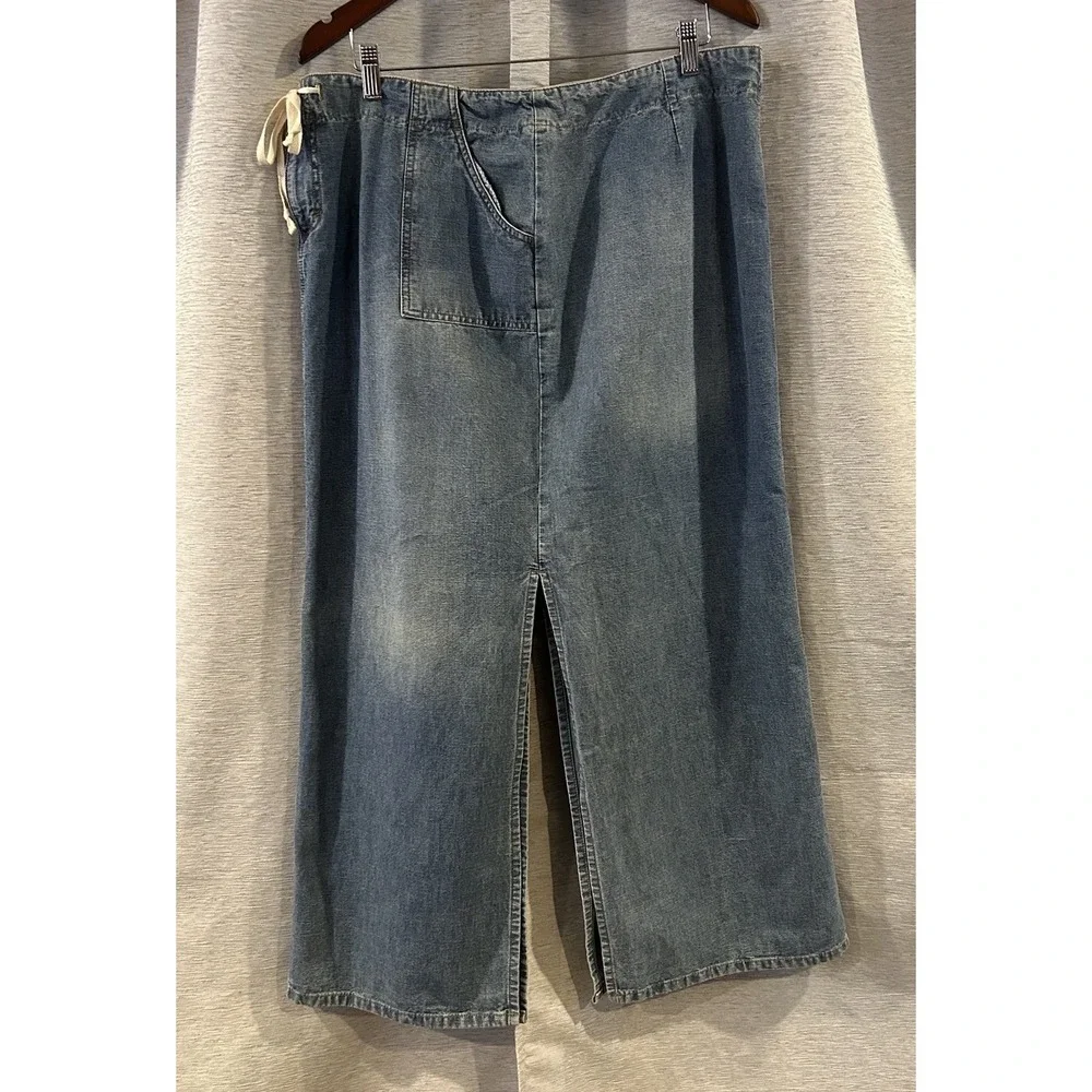 Carolina Blues Denim Maxi Skirt Size 18 Side slit Long Blue Stretch Jean Skirt - Picture 4 of 6